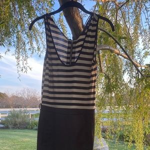 BCBG XS dress tank black white zipper belt loop
